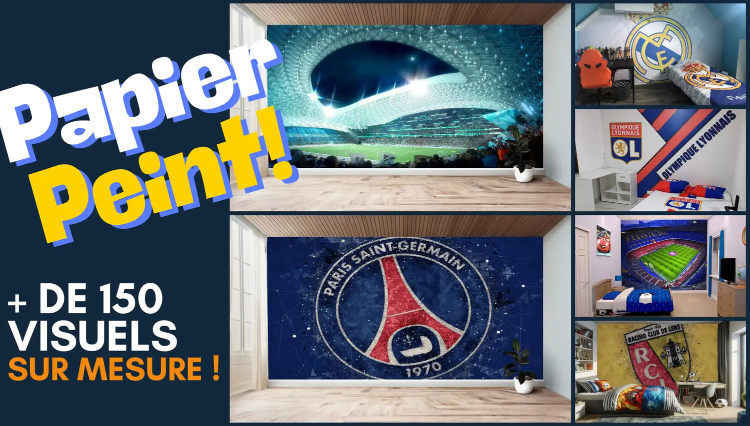 Collage de conceptions de papier peint sur le thĂšme du football