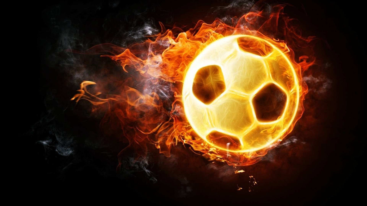 Ballon de football enflammé.