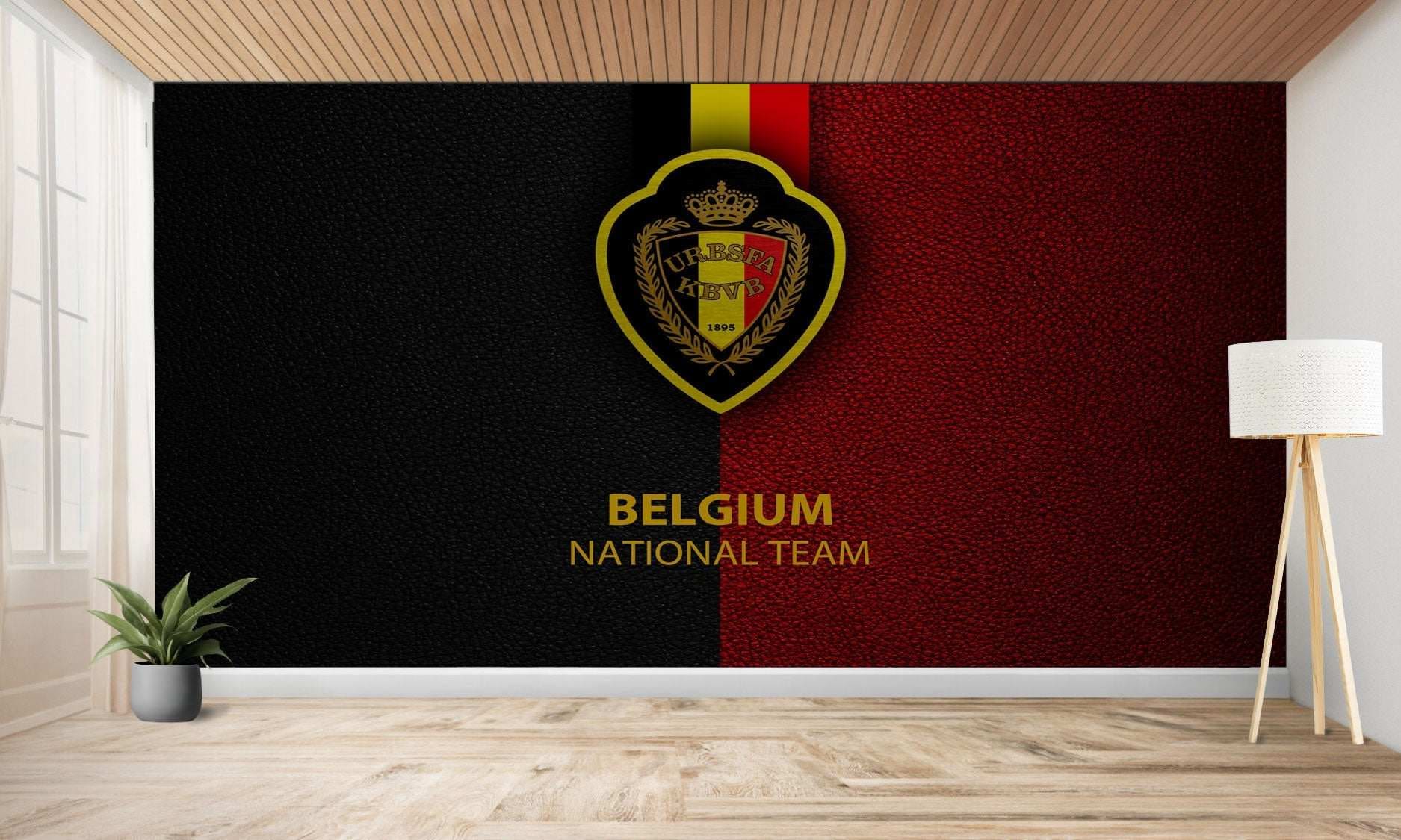 Murale sur le thème du football avec l’écusson de l’équipe nationale belge.
