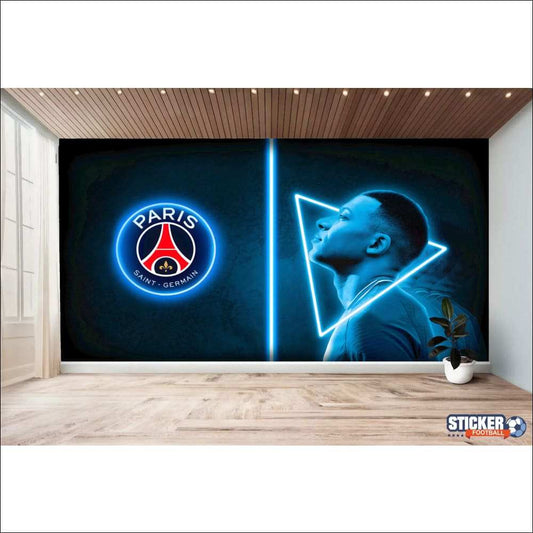 Papier peint foot Paris st Germain - MBAPPE effet neon