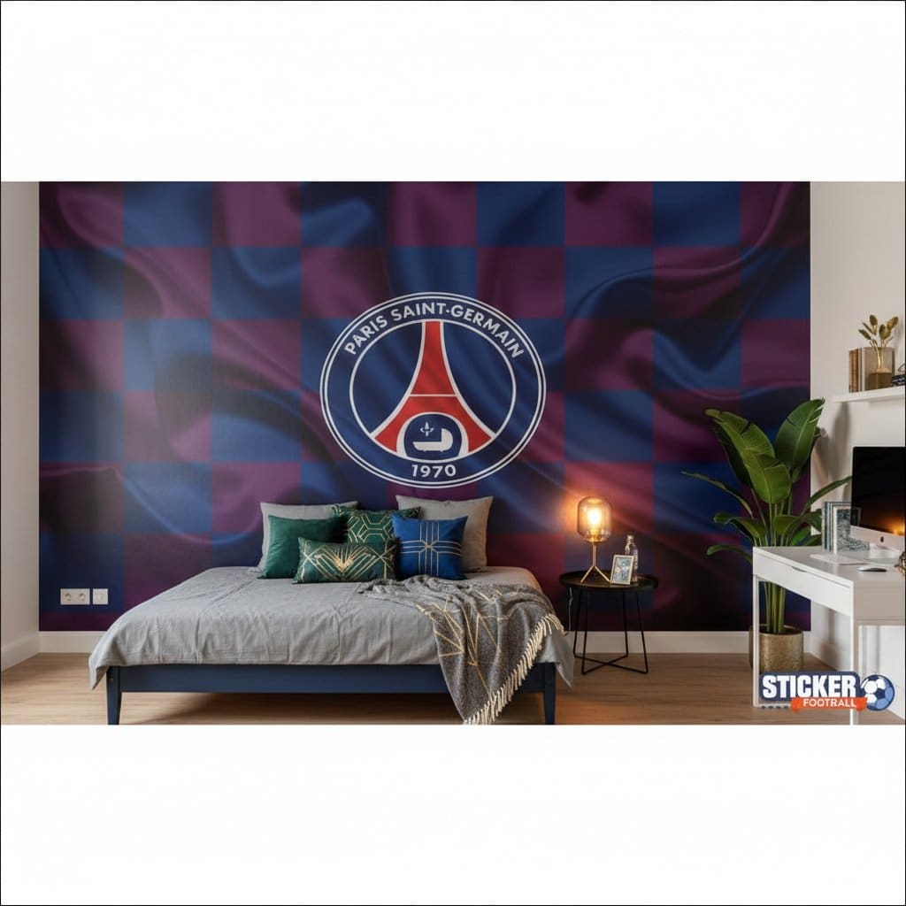 Visualisation papier peint football Paris Saint Germain deco chambre