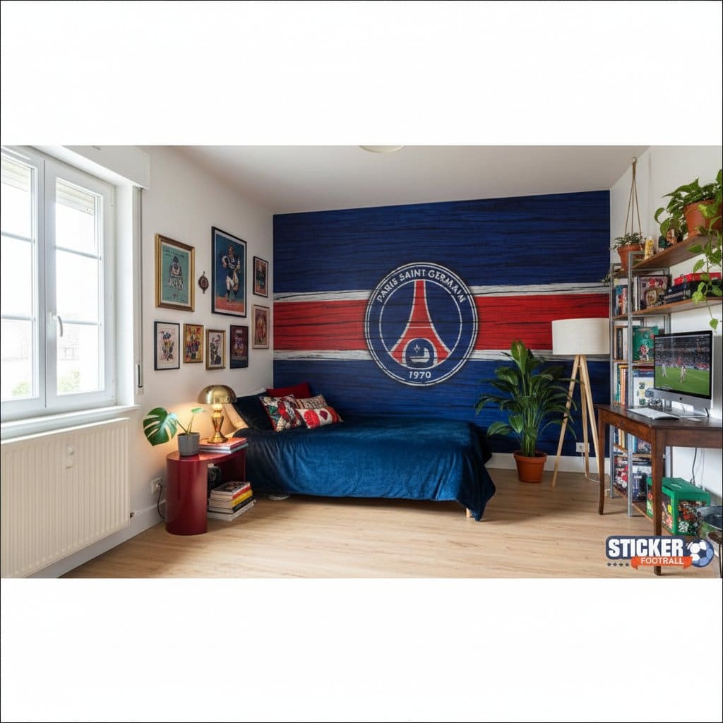 Visualisation papier peint football PSG France_ psg deco effet bois