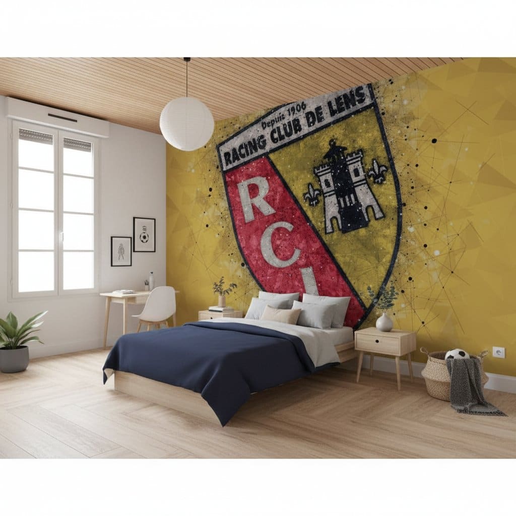 Visualisation papier peint football RC Lens logo deco