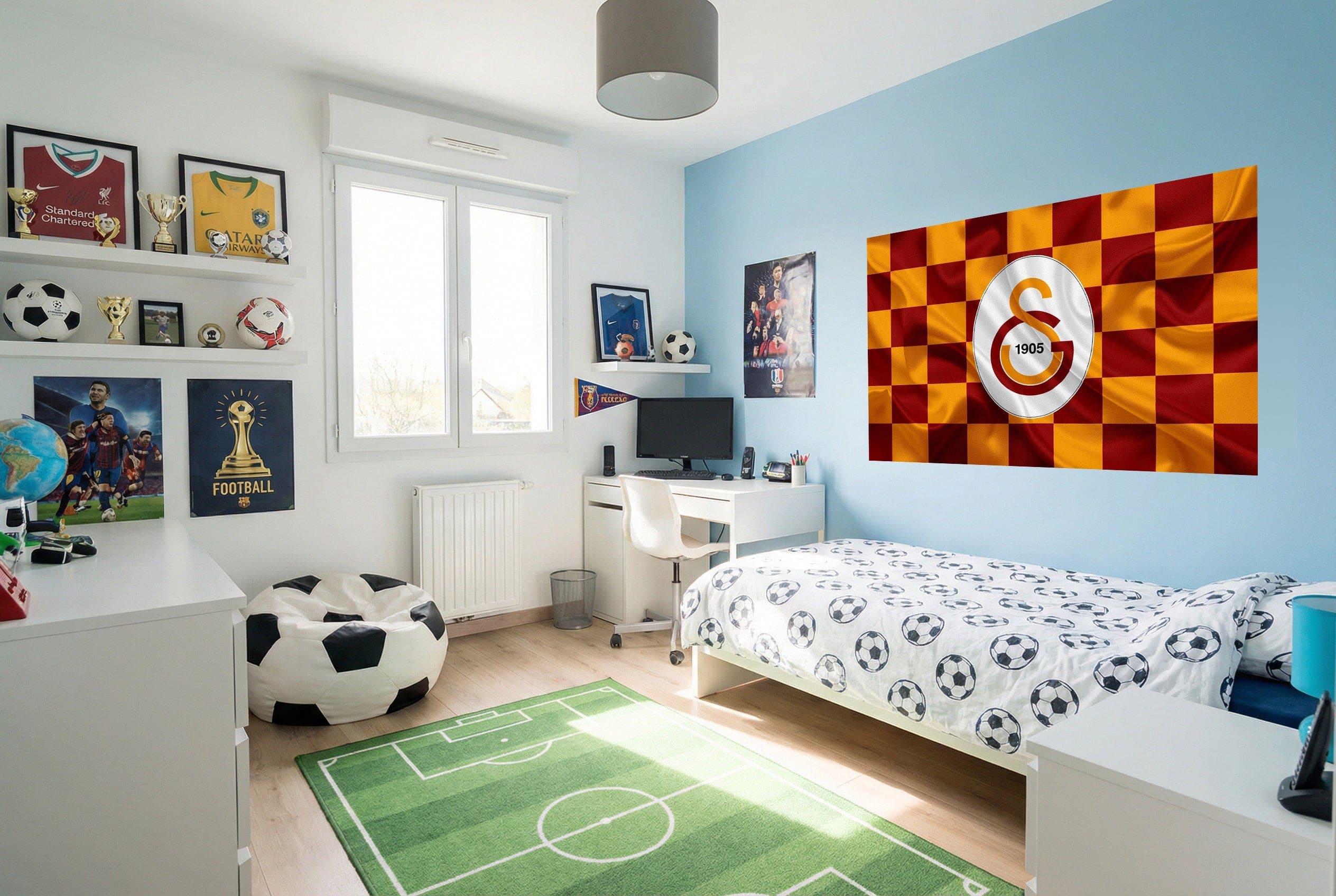 Fauteuil poire en forme de ballon de football noir et blanc pour papier peint galatasaray logo emblème football