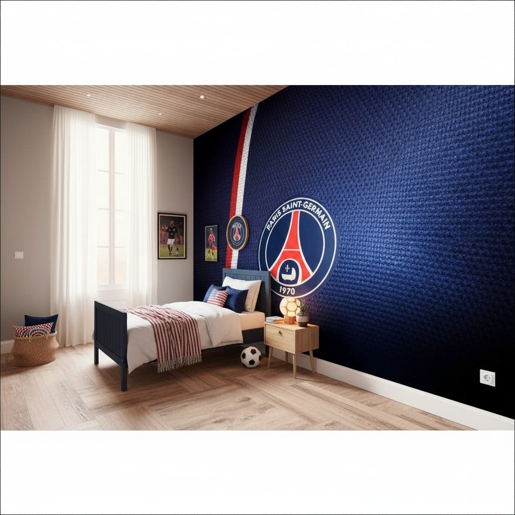 Visualisation Papier Peint PSG - Tapisserie foot chambre PSG | Sticker Foot