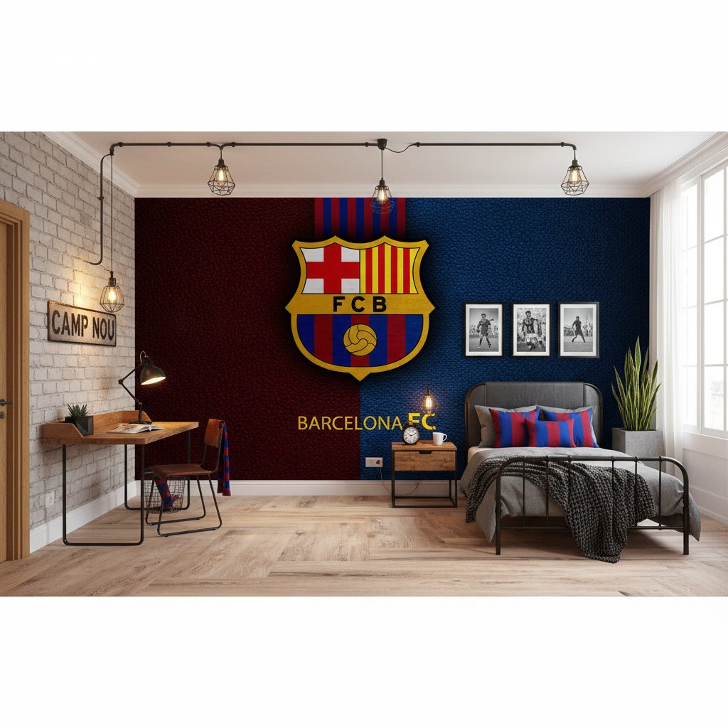 Visualisation Papier peint foot - logo FC BARCELONE deco Barca