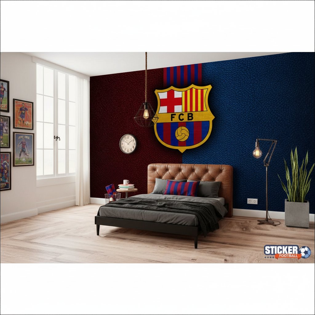 Visualisation Papier peint foot - logo FC BARCELONE deco Barca