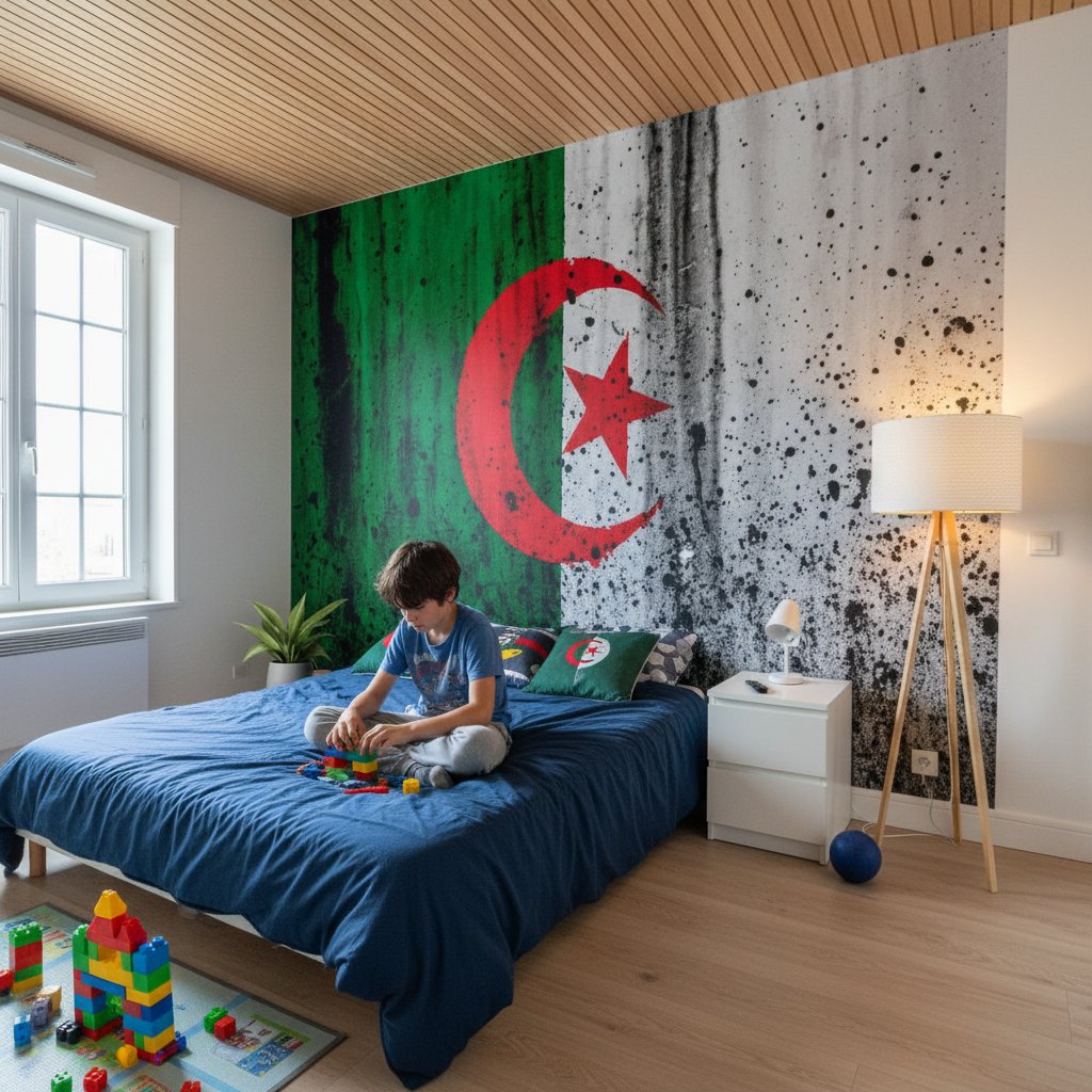 Visualisation papier peint foot Algerie drapeau effet