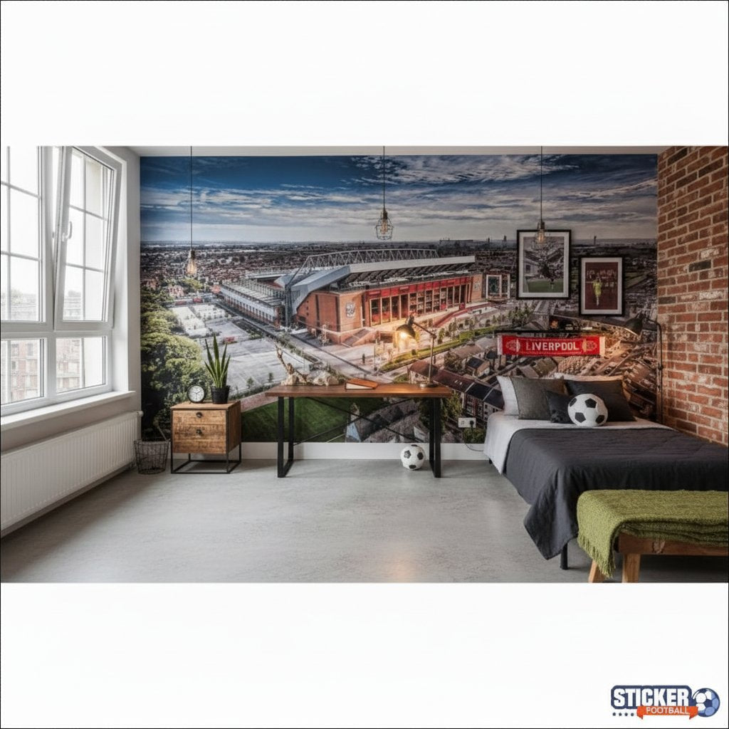 Visualisation papier peint foot Anfield Liverpool stade deco