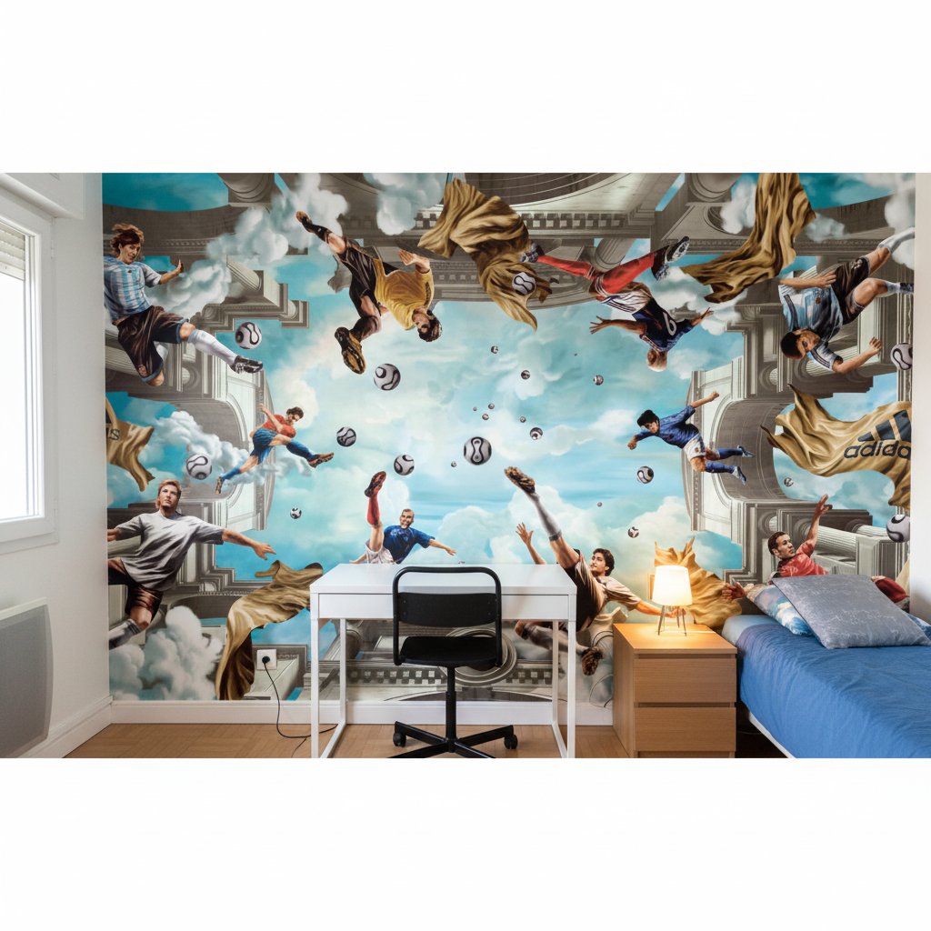 Visualisation Papier Peint Stars du Foot - Déco Fan Zone