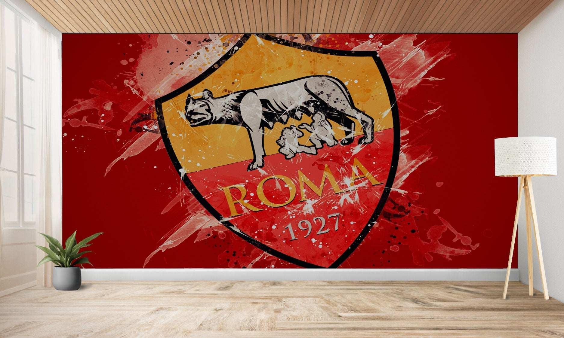 Murale représentant l’écusson du club de football AS Roma.
