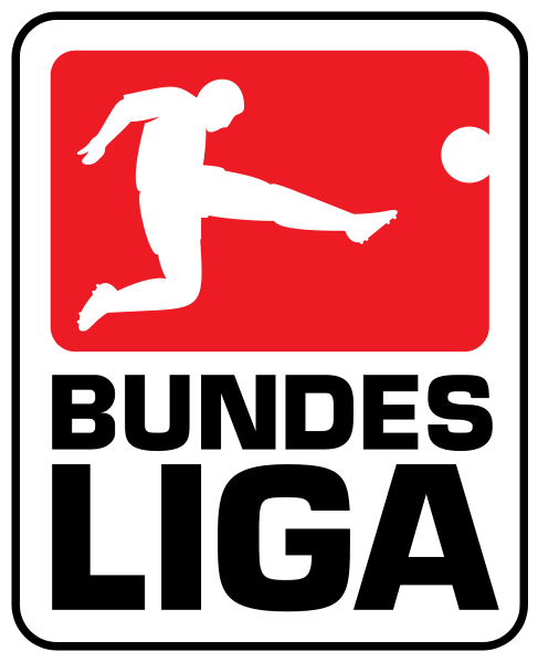 Logo de la Bundesliga avec un footballeur stylisé.
