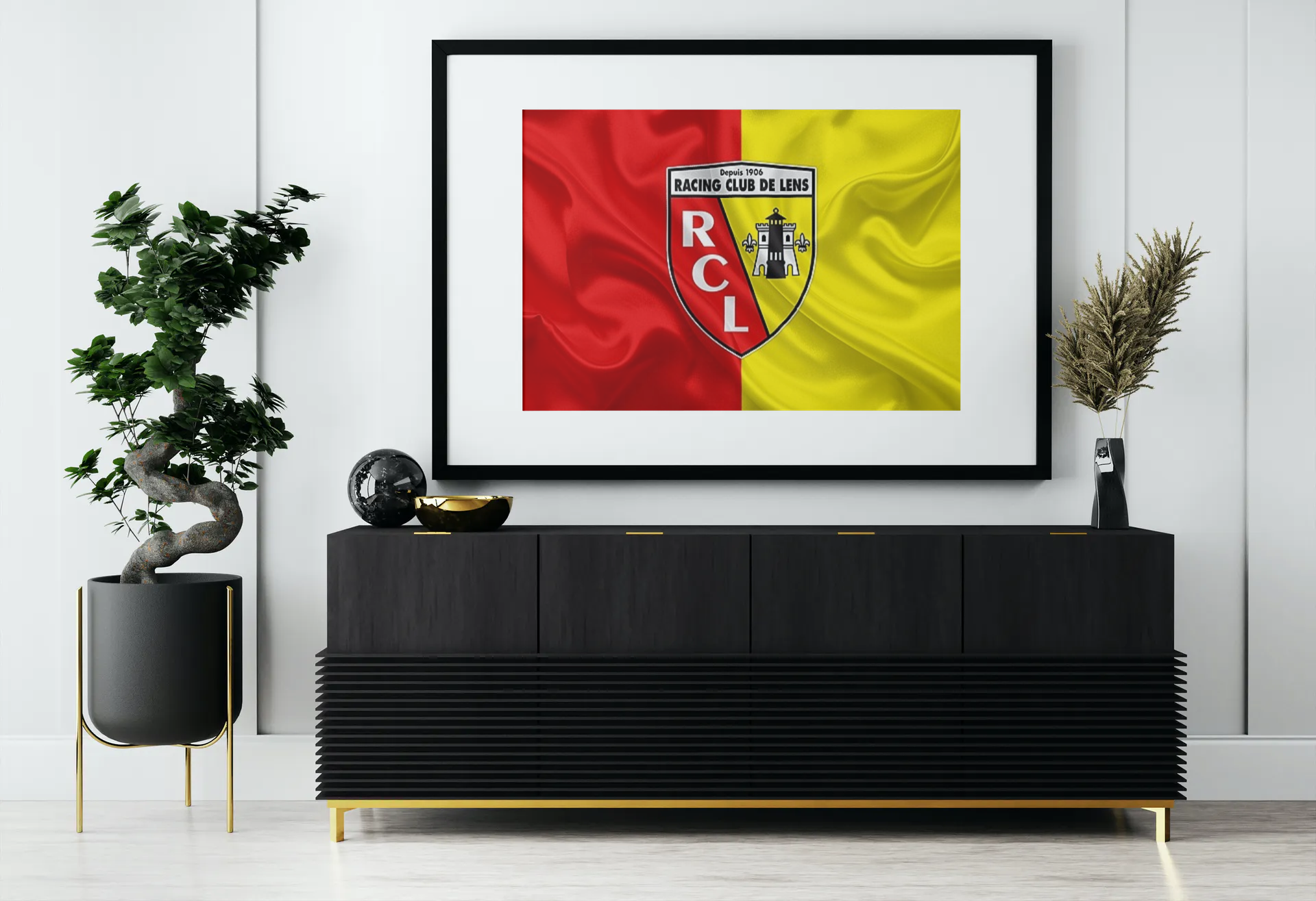 Déco mural football drapeau RC Lens tableau