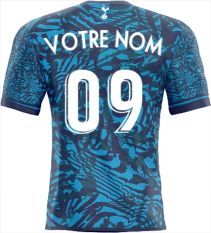 Adhésif du tottenham hotspur maillot third bleu avec motif et texte blanc 09 votre nom au dos