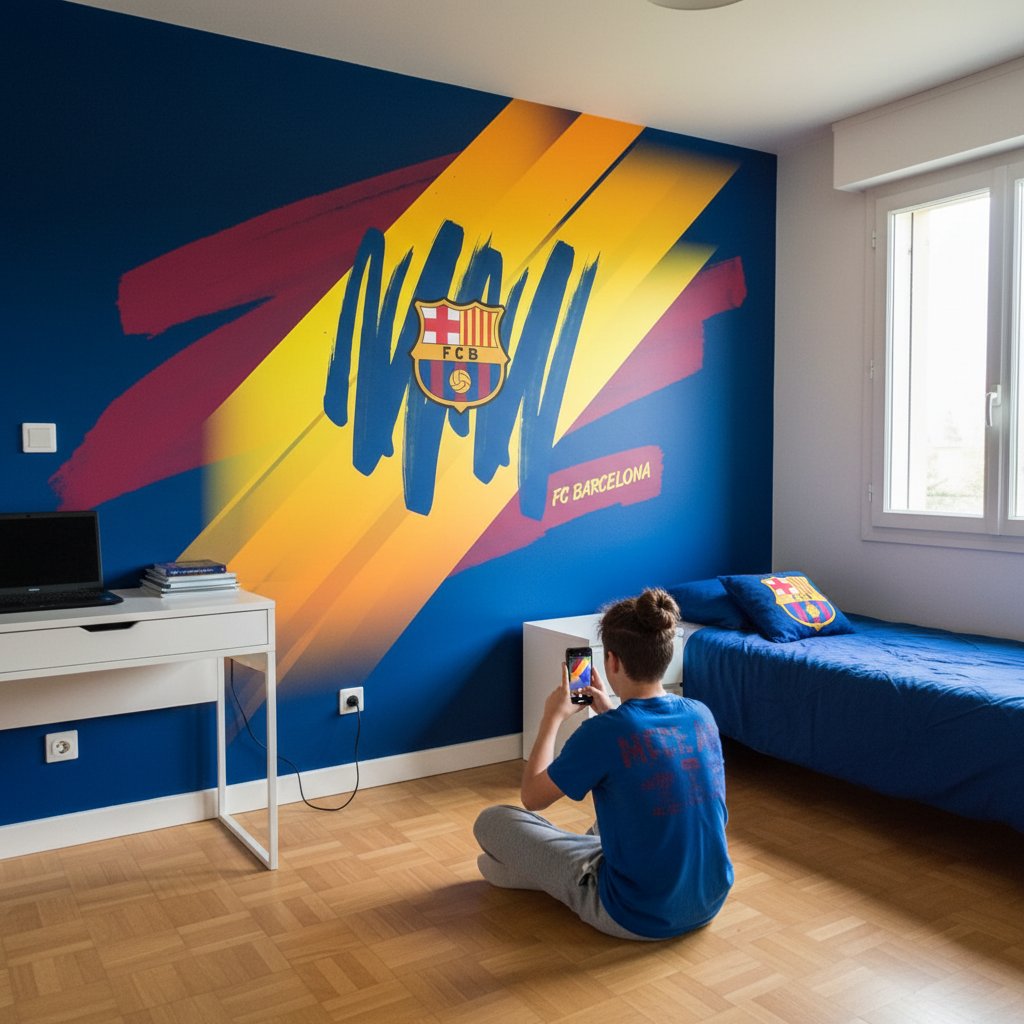 Visualisation Barcelone Chez Vous: Papier Peint Sticker Foot