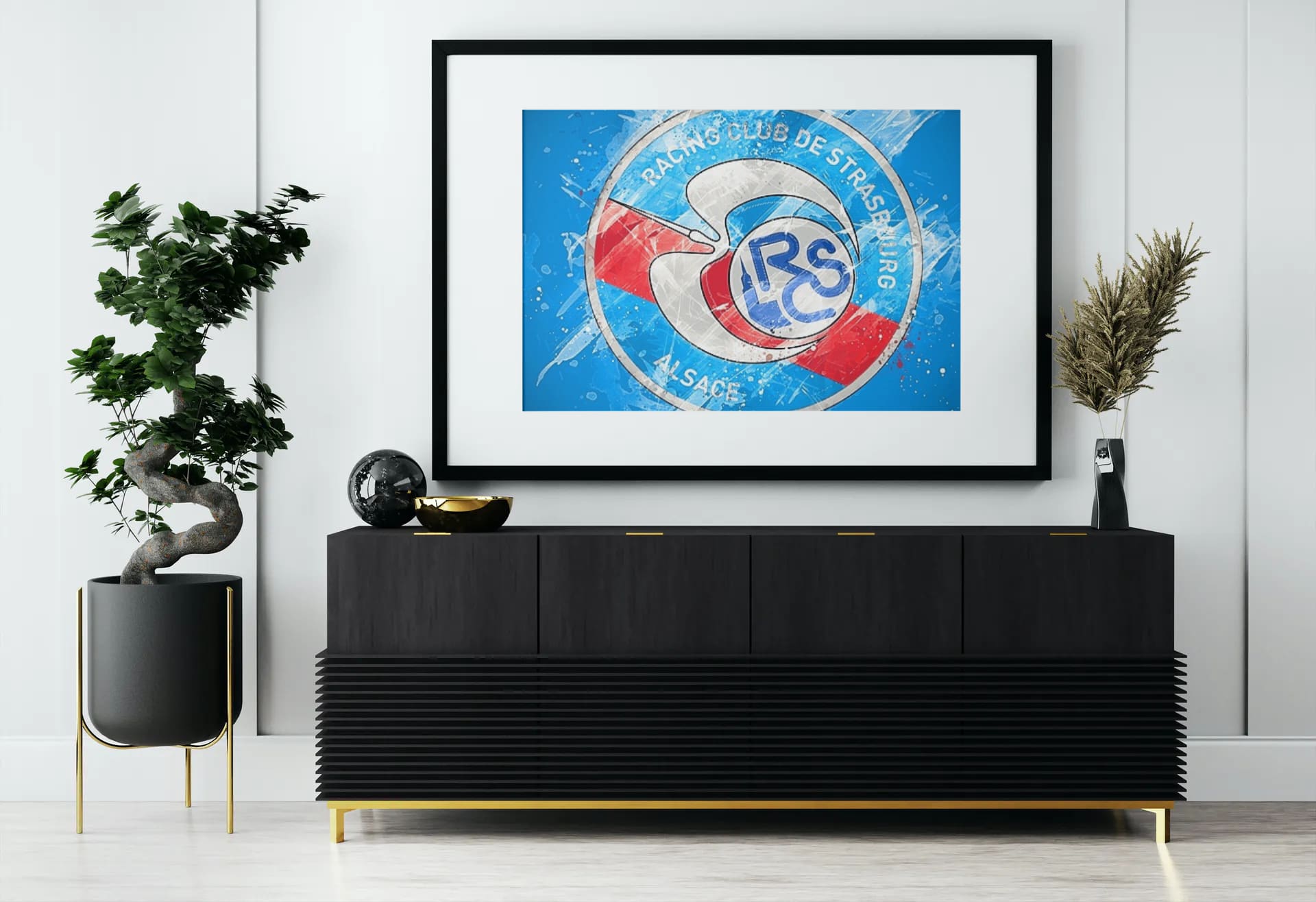 Déco mural football logo Racing Strasbourg tableau
