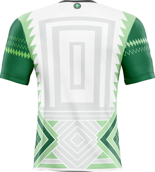 Déco sticker maillot nigeria football vert et blanc avec motifs géométriques tribaux pour maillot nigeria football
