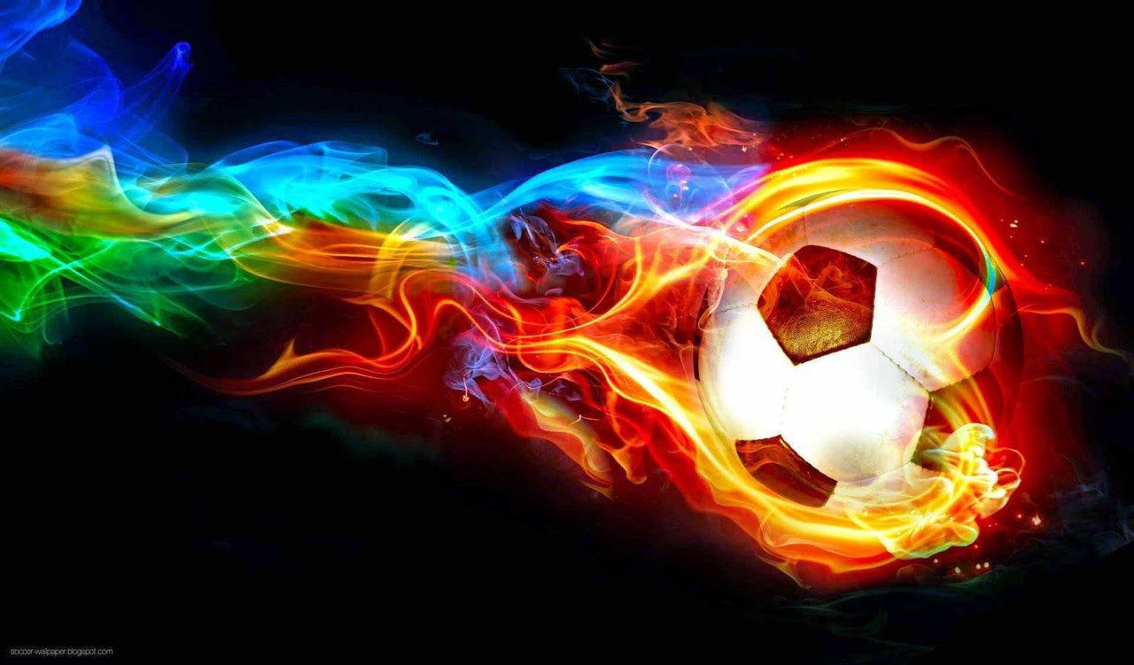 Ballon de football enflammé.