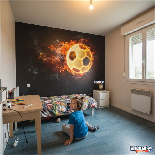 Visualisation Papier Peint Ballon de Foot en Feu