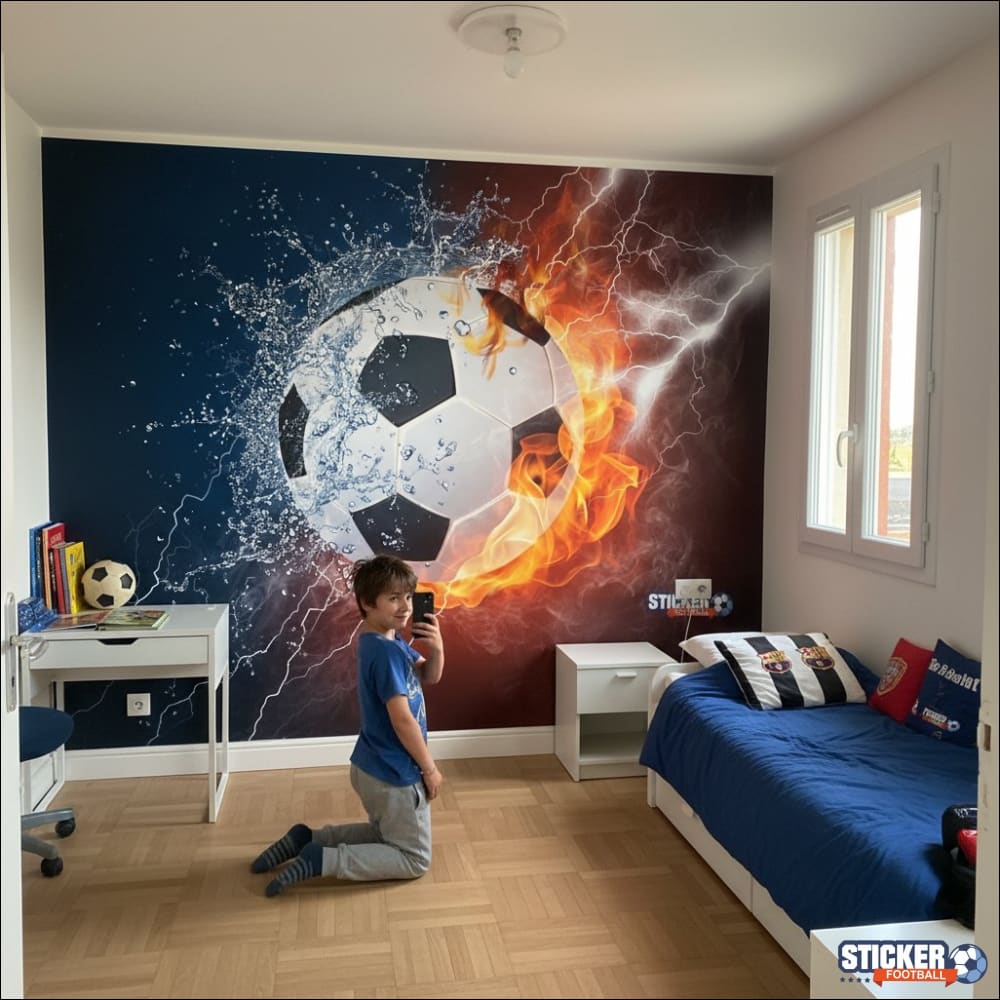 Visualisation Papier Peint Cool Soccer: Eau & Feu Foot