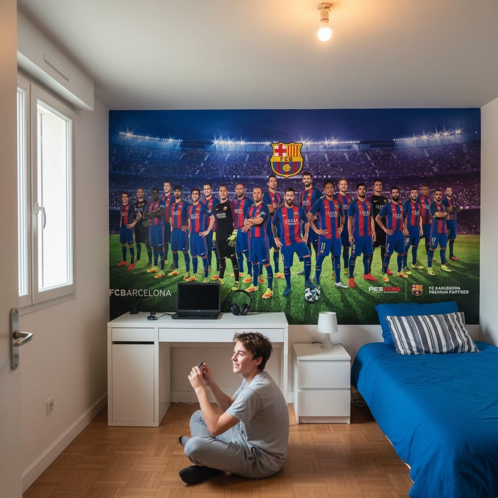 Stickers foot - papier peint fifa barça: déco coupe