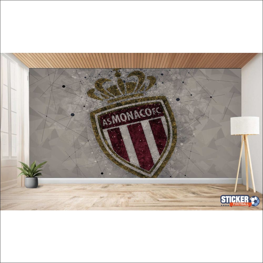 Une fresque murale représentant le logo de l’AS Monaco FC.