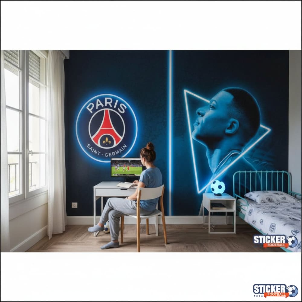 Visualisation Papier peint foot Paris st Germain - MBAPPE effet neon
