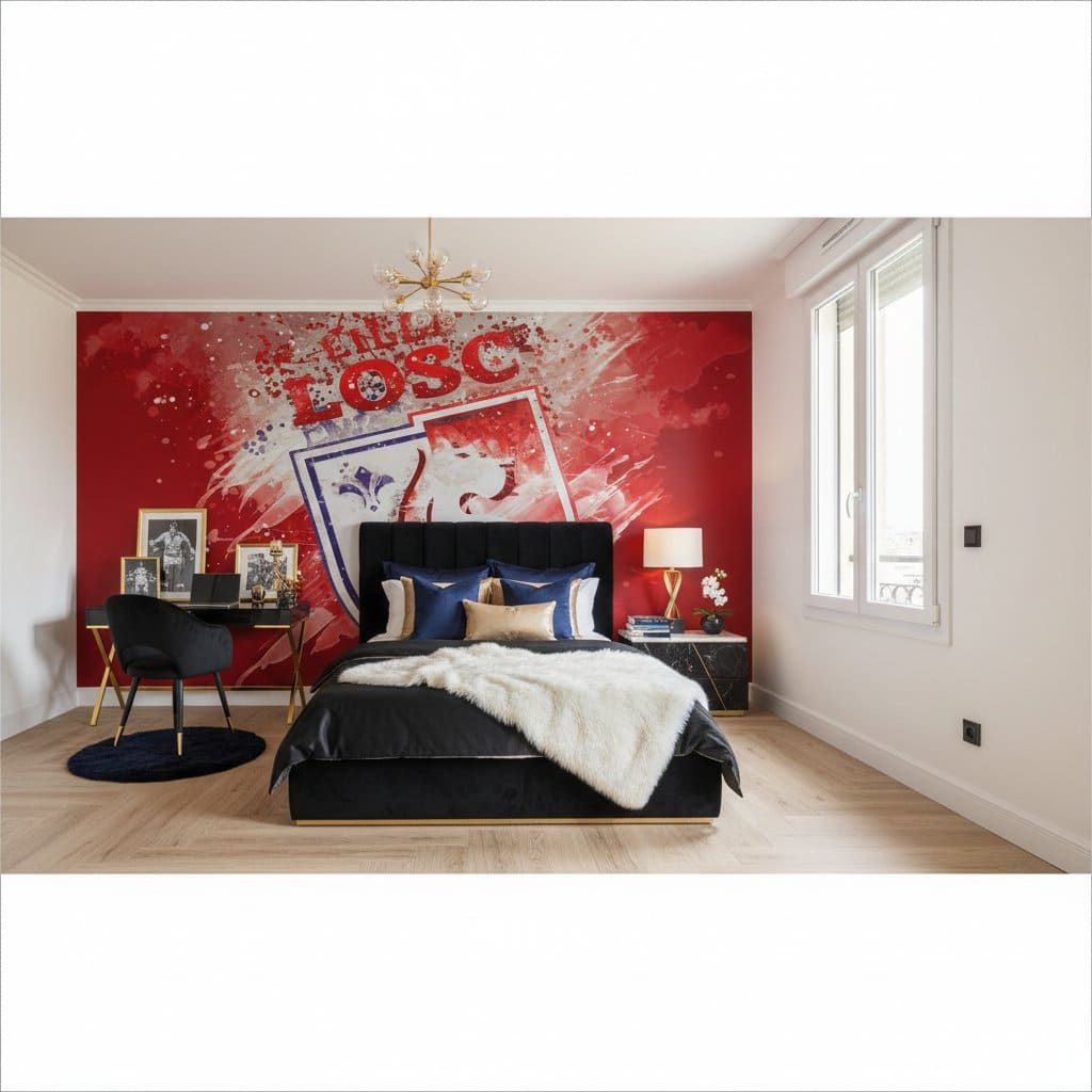 Visualisation papier peint football Lille LOSC decoration chambre