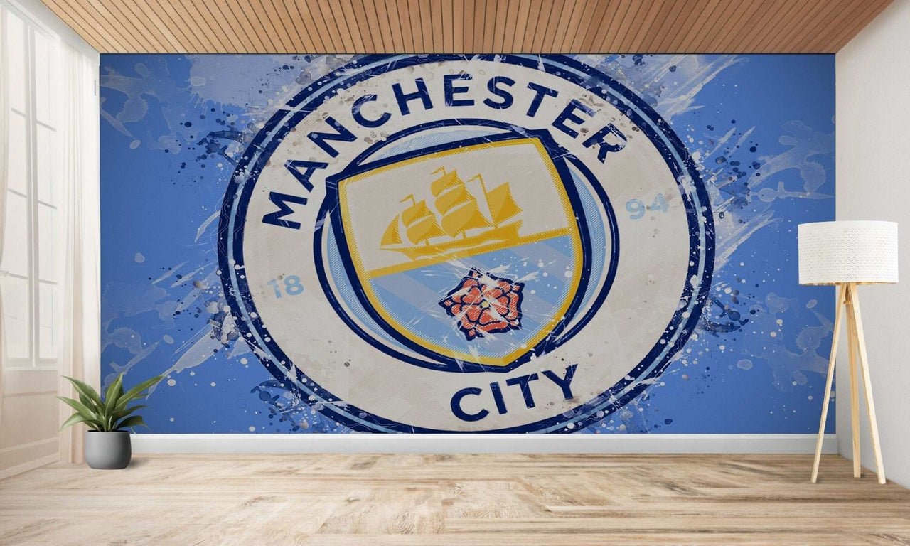 Papier peint avec le logo de Manchester City.