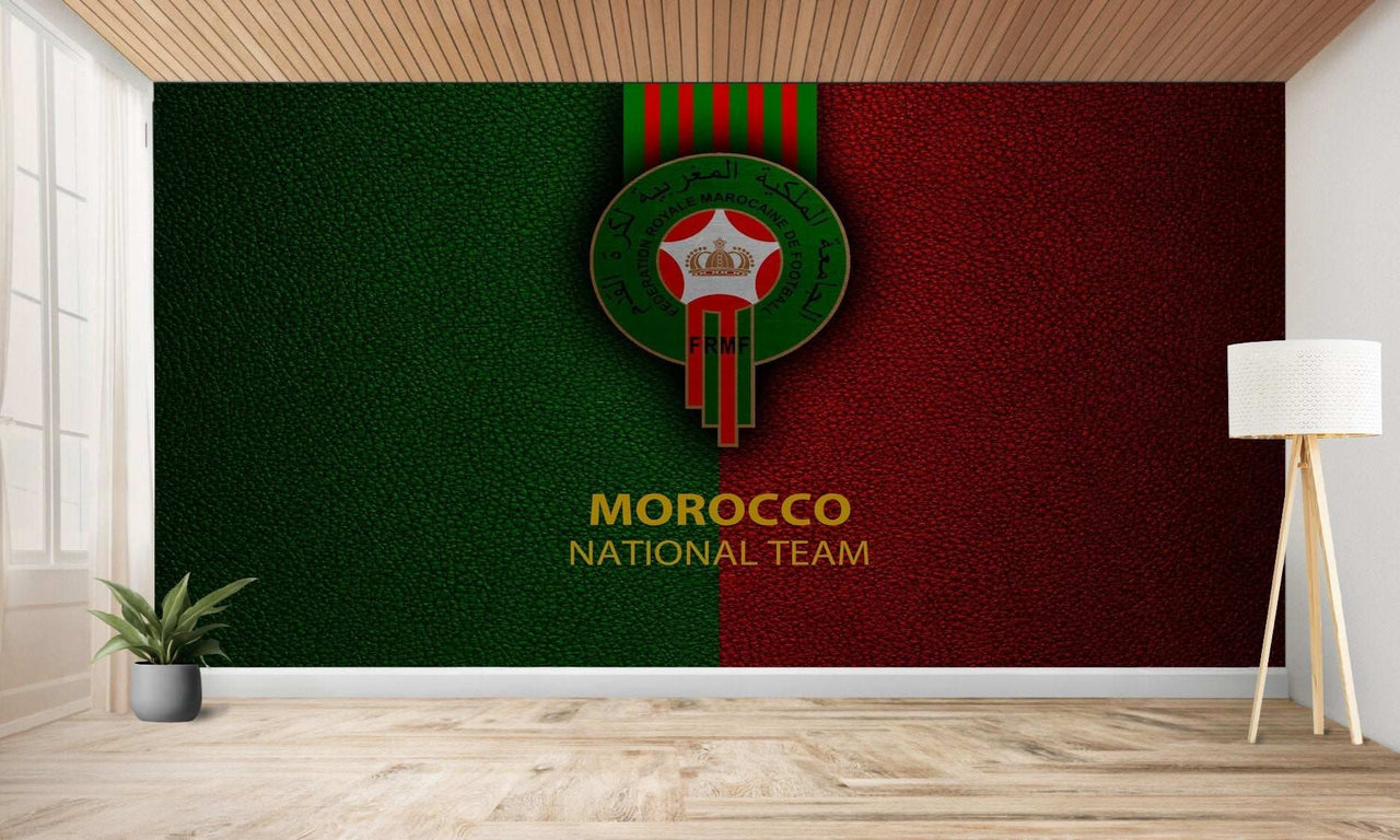 Décor mural sur le thème de l’équipe nationale du Maroc.