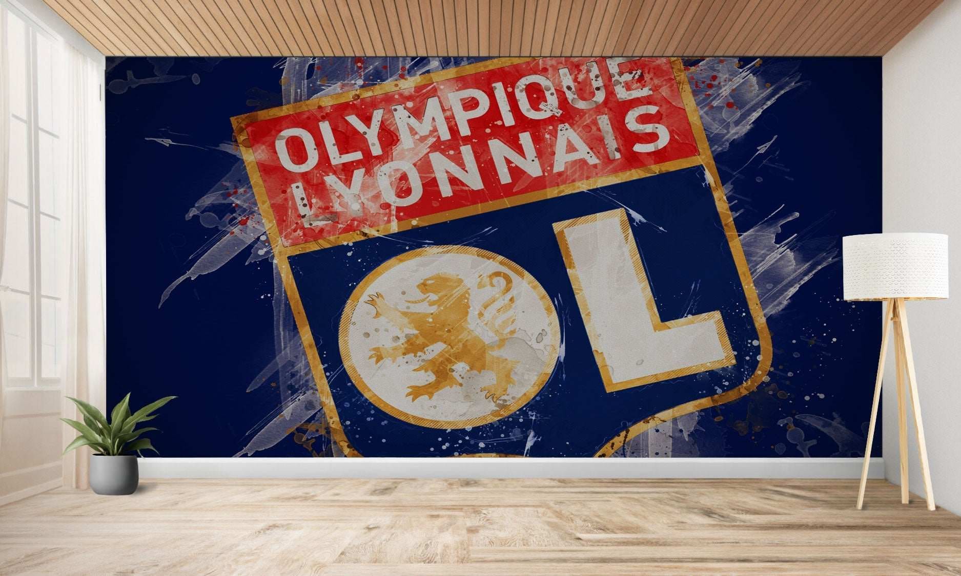 Art mural du logo de l’Olympique Lyonnais.