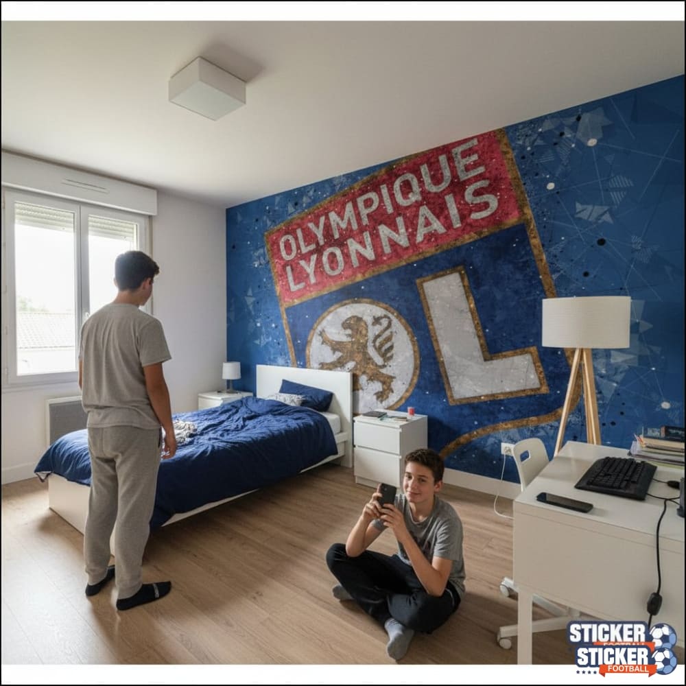 Visualisation papier peint football Olympique Lyon decoration
