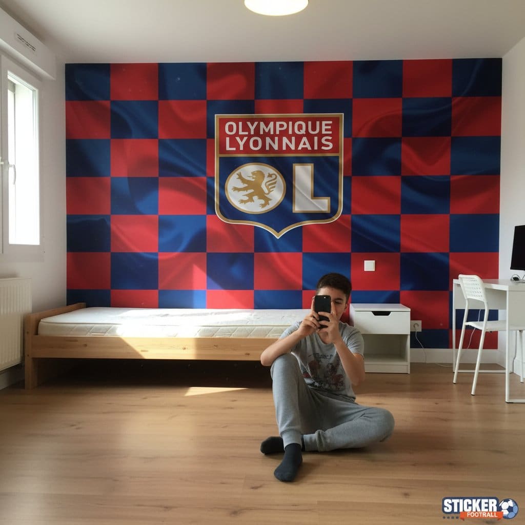 Visualisation papier peint football Olympique de Lyon effet