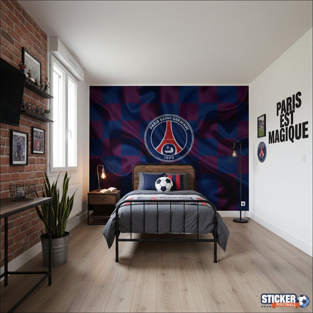 Visualisation papier peint football Paris Saint Germain deco chambre