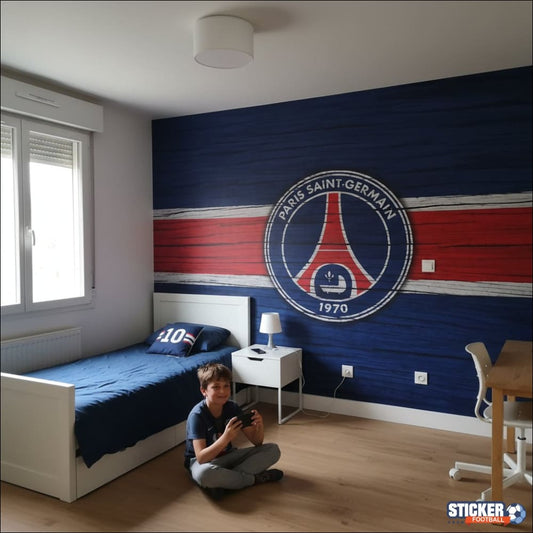 Visualisation papier peint football PSG France_ psg deco effet bois