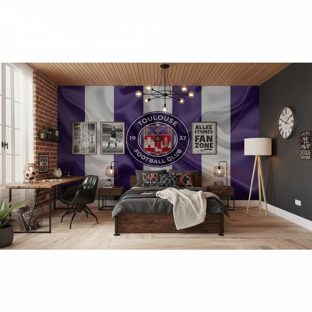 Visualisation papier peint football Toulouse drapeau effet deco
