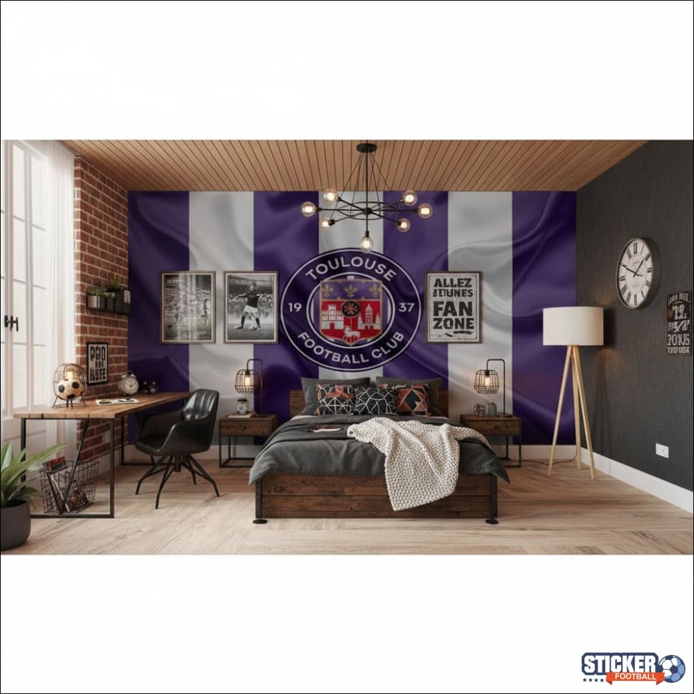 Visualisation papier peint football Toulouse drapeau effet deco