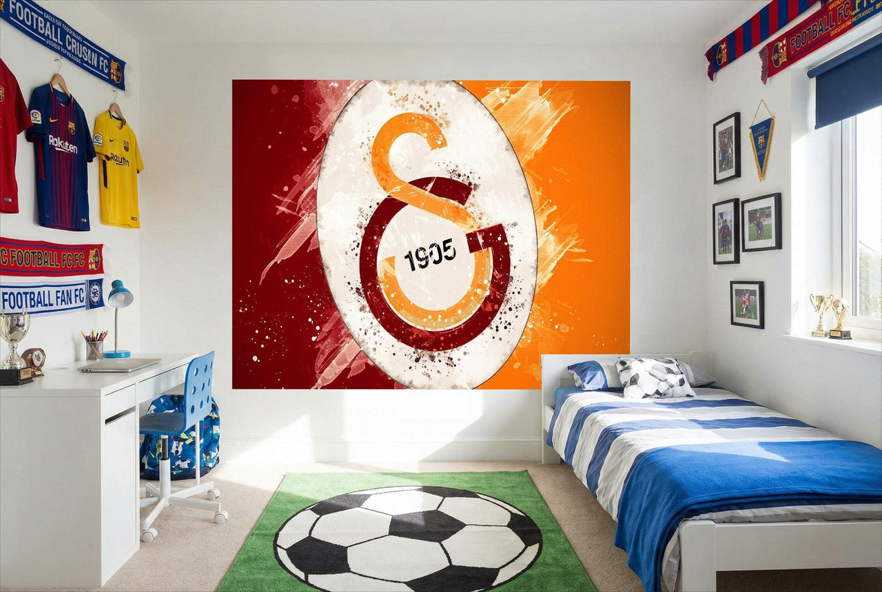 Papier peint galatasaray vibrant rouge et orange avec logo emblématique galatasaray et 1905 en évidence