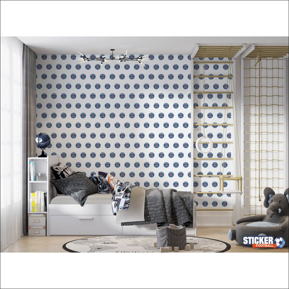 Une chambre d’enfant avec un lit simple et une aire de jeux.