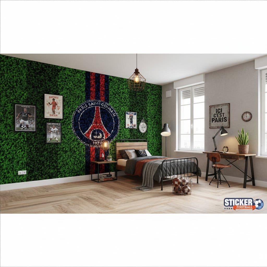 Visualisation papier peint PSG football effet deco
