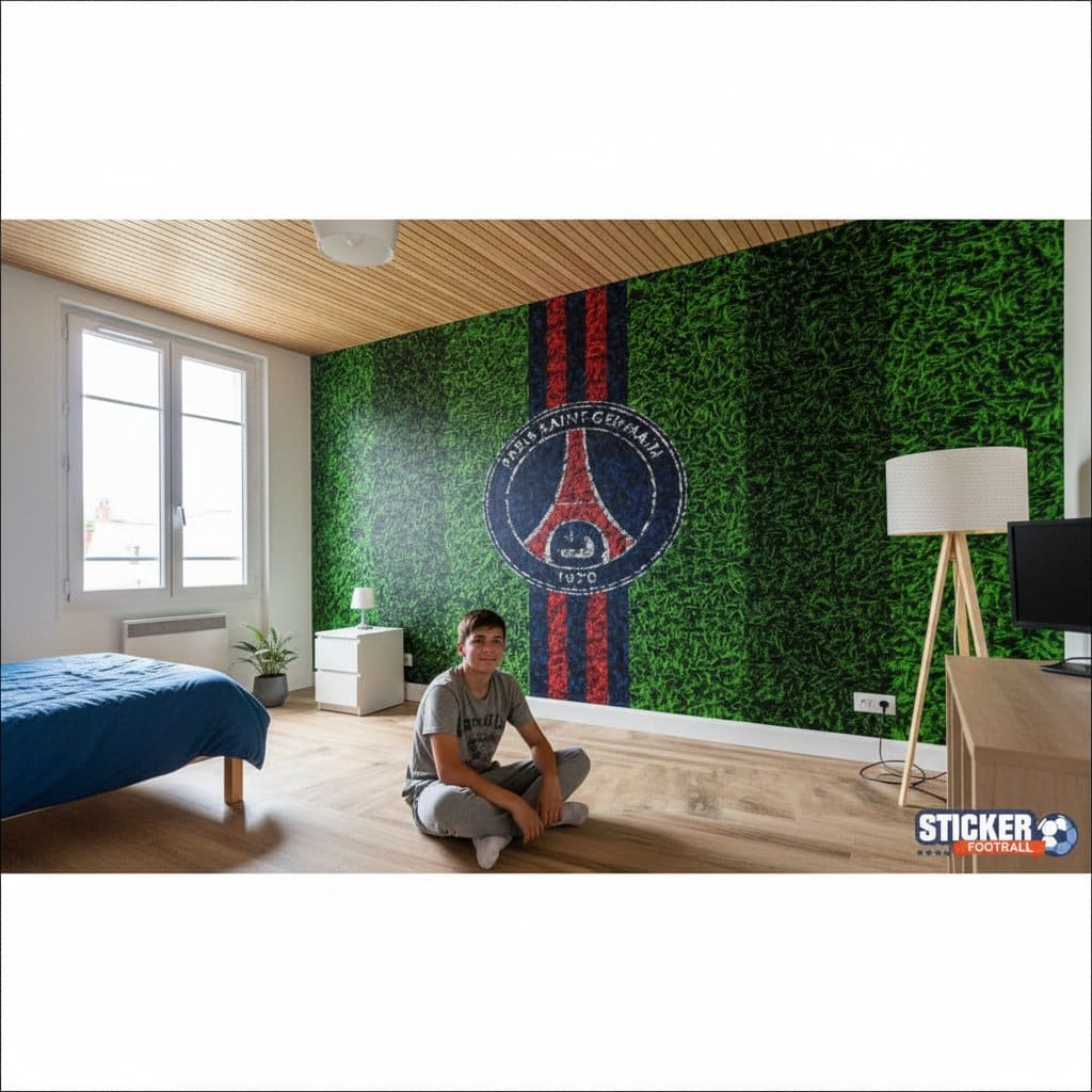 Visualisation papier peint PSG football effet deco