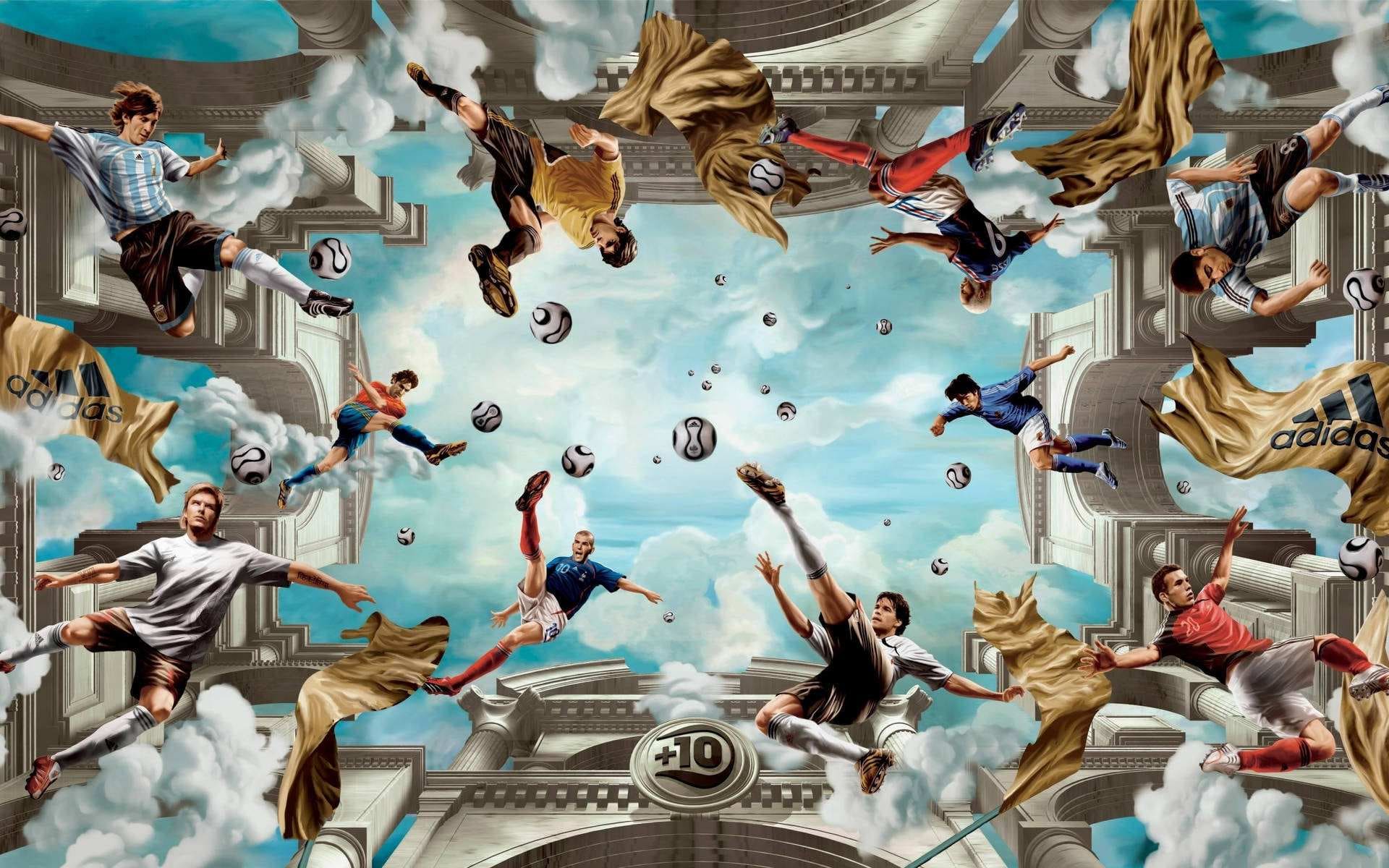 Scène de football surréaliste.