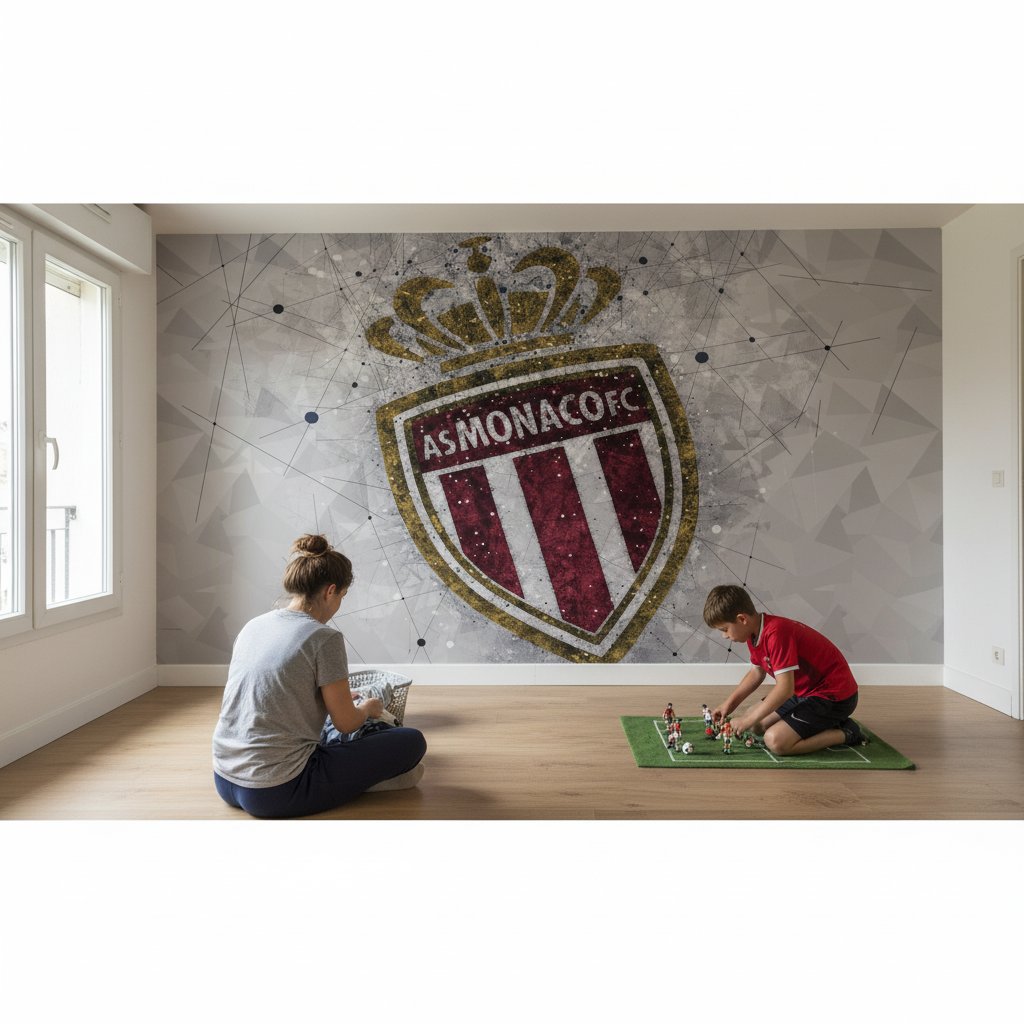 Visualisation papier peint foot AS Monaco decoration