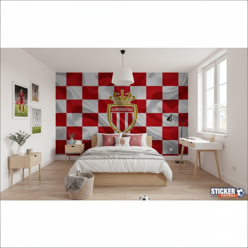 Visualisation papier peint foot AS Monaco logo effet
