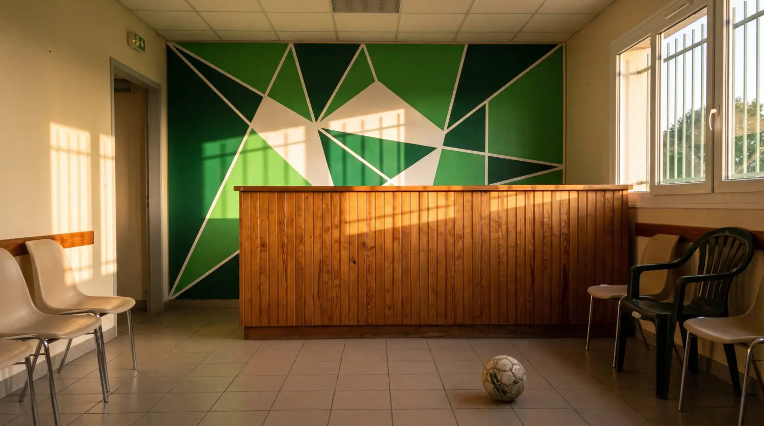 Panneau imprimé sur mesure aux couleurs d’un club de foot amateur dans un club house