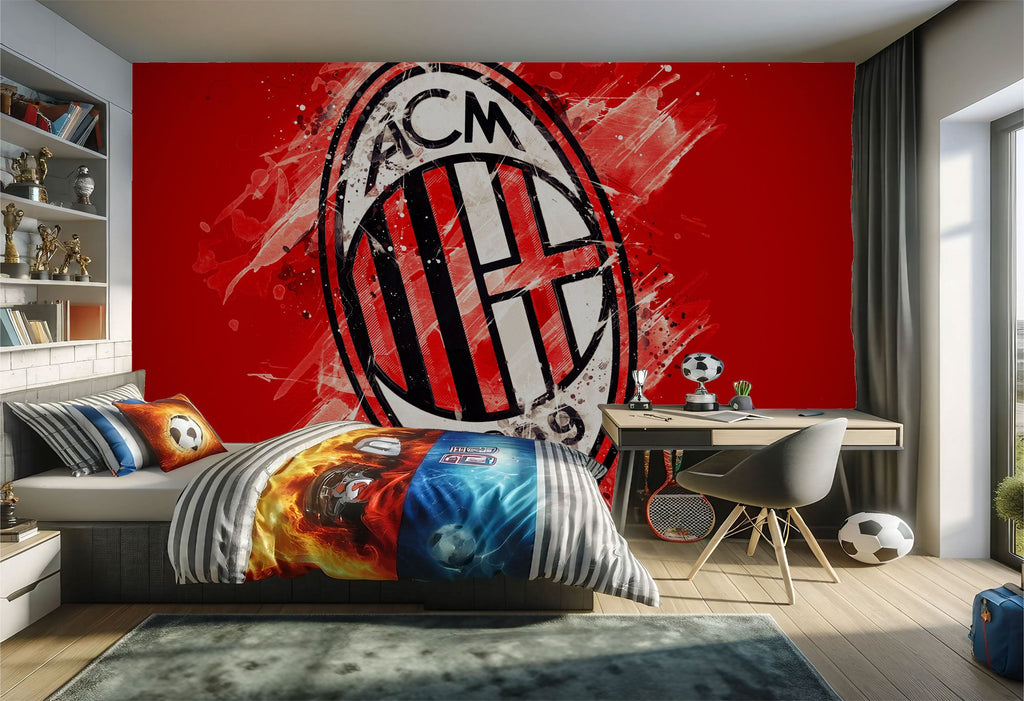 papier peint foot AC Milan paint art