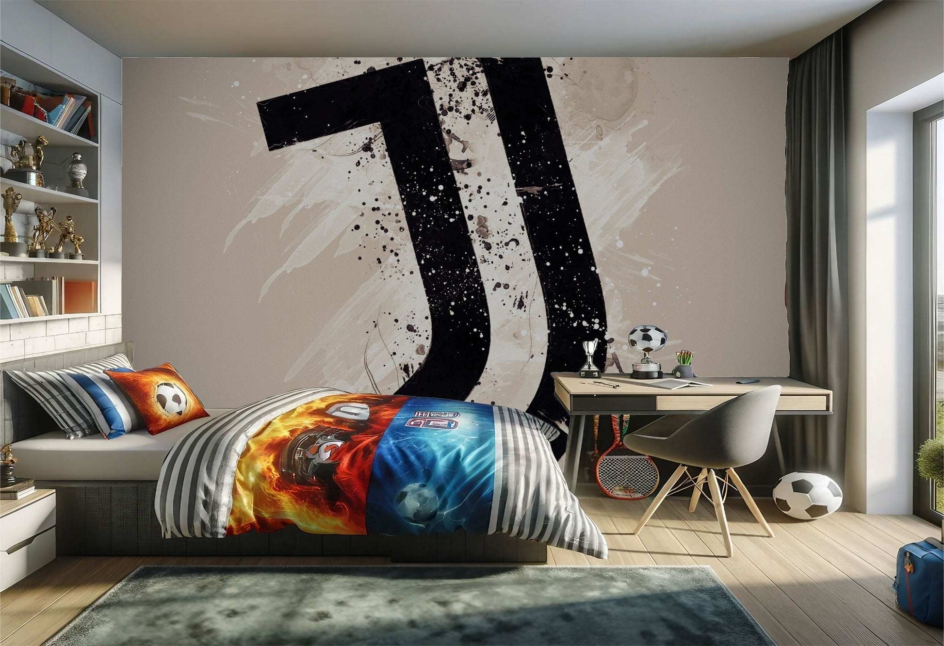Chambre à coucher sur le thème du football.
