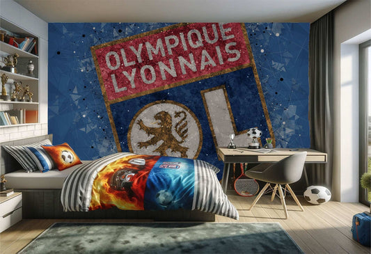 Chambre à coucher sur le thème de l’Olympique Lyonnais.