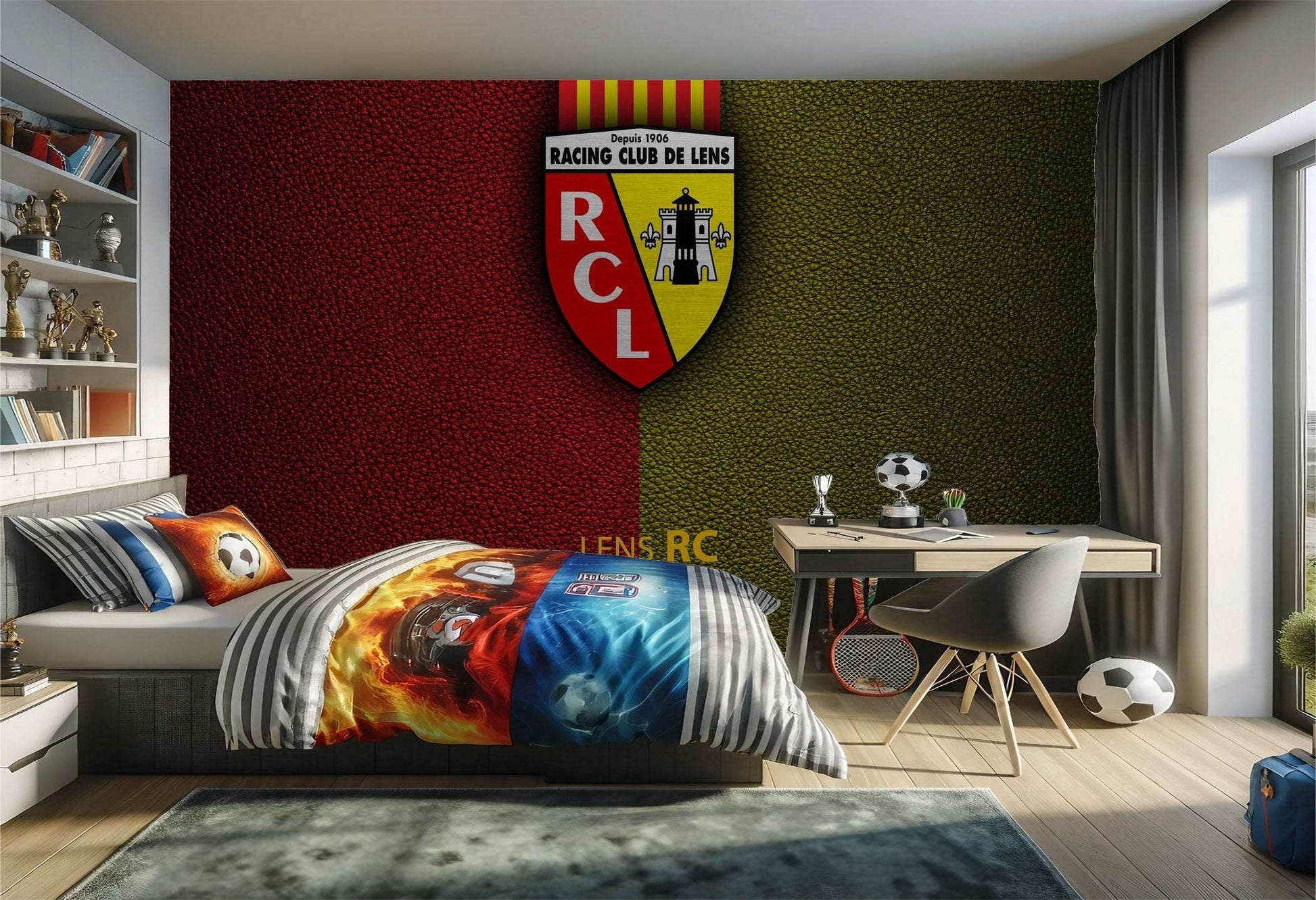 Chambre à coucher sur le thème du football.
