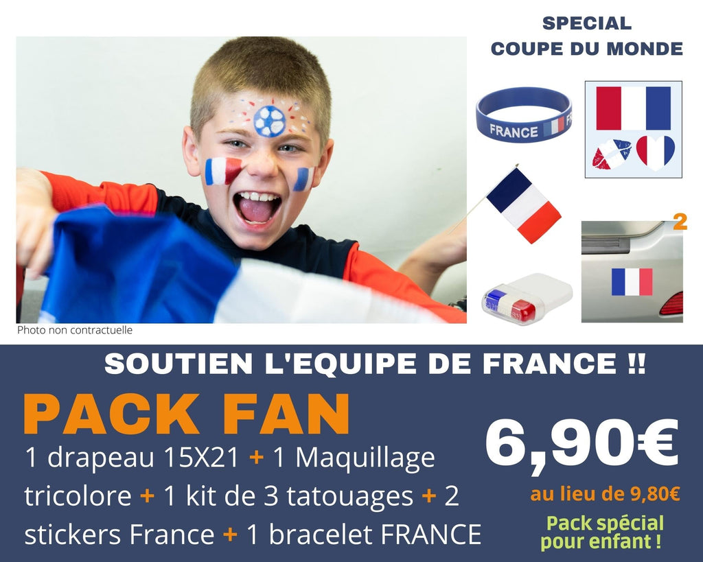 Accessoires Kit Supporters Football Équipe de France Coupe du Monde Drapeau  Bleu